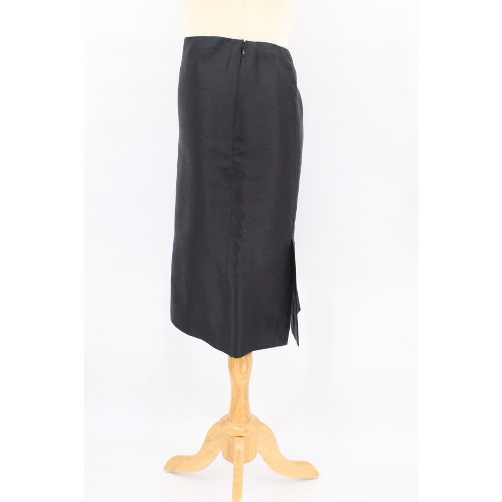 CARLISLE‎ Silk Skirt size 4 Pencil Straight Black Textured lined VTG - Picture 3 of 14